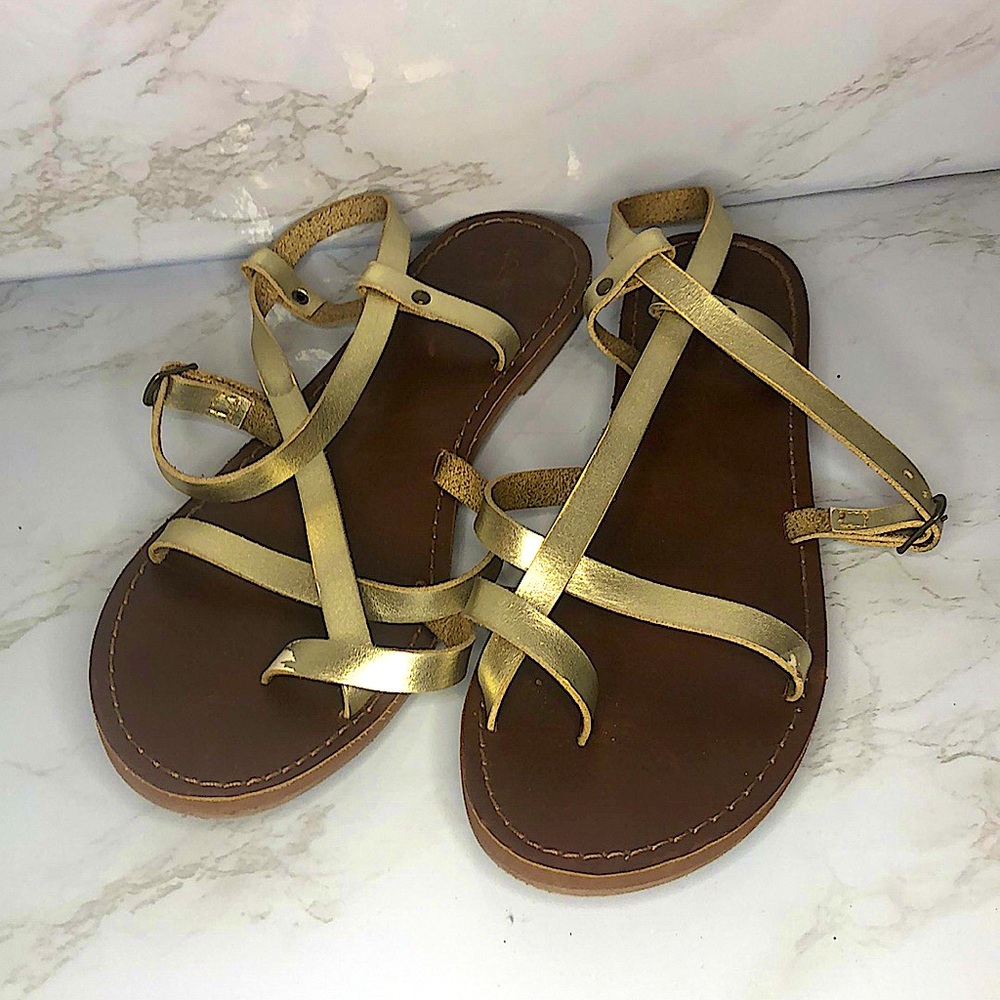 Gold Strappy Sandals - 8